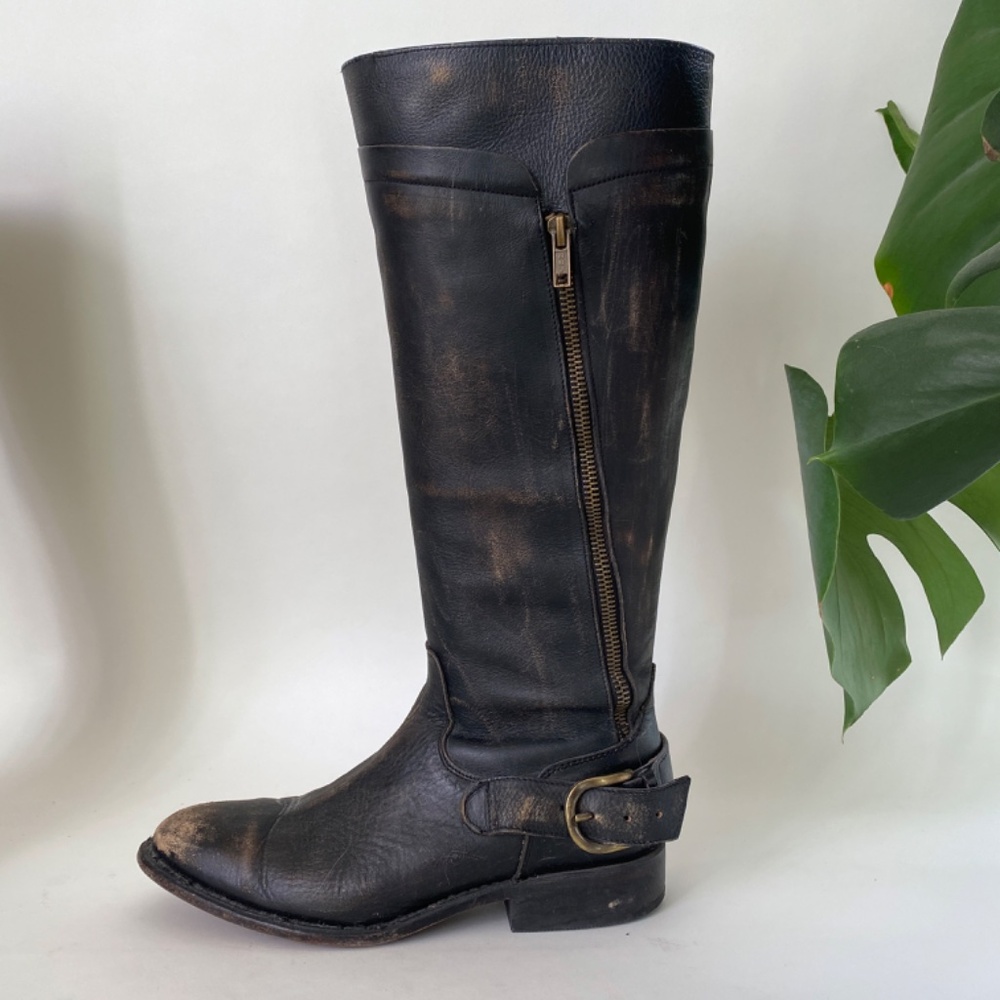 Matisse Distressed Leather Riding Boots - Picture 4 of 11